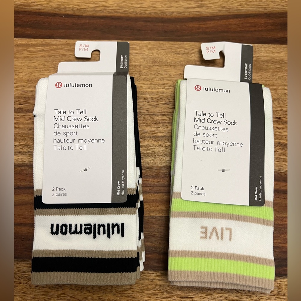 lululemon Tale to Tell Mid Crew Socks - 2 pack (x2)